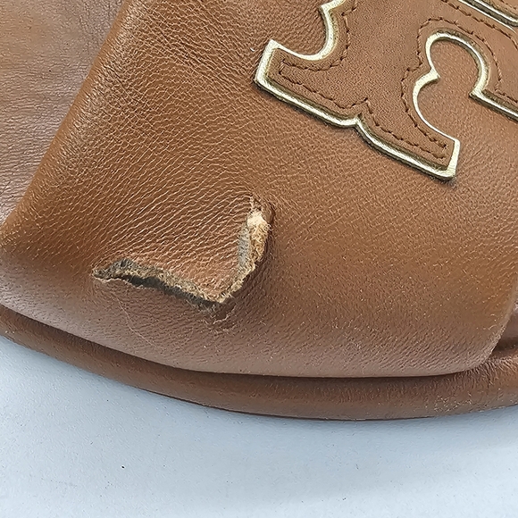 Tory Burch Double T Sport Slide Sandal Bourbon Miele / Gold Size 8 Preowned - Picture 4 of 8